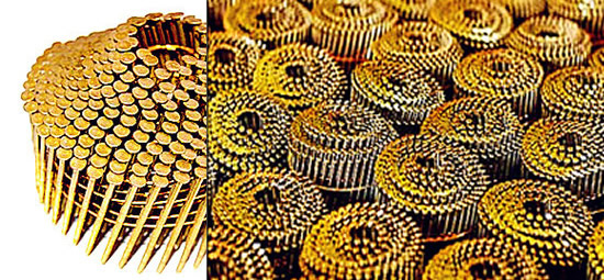 Wooden Pallet Making Screw Shank Coils Nails Yellow Color Plated